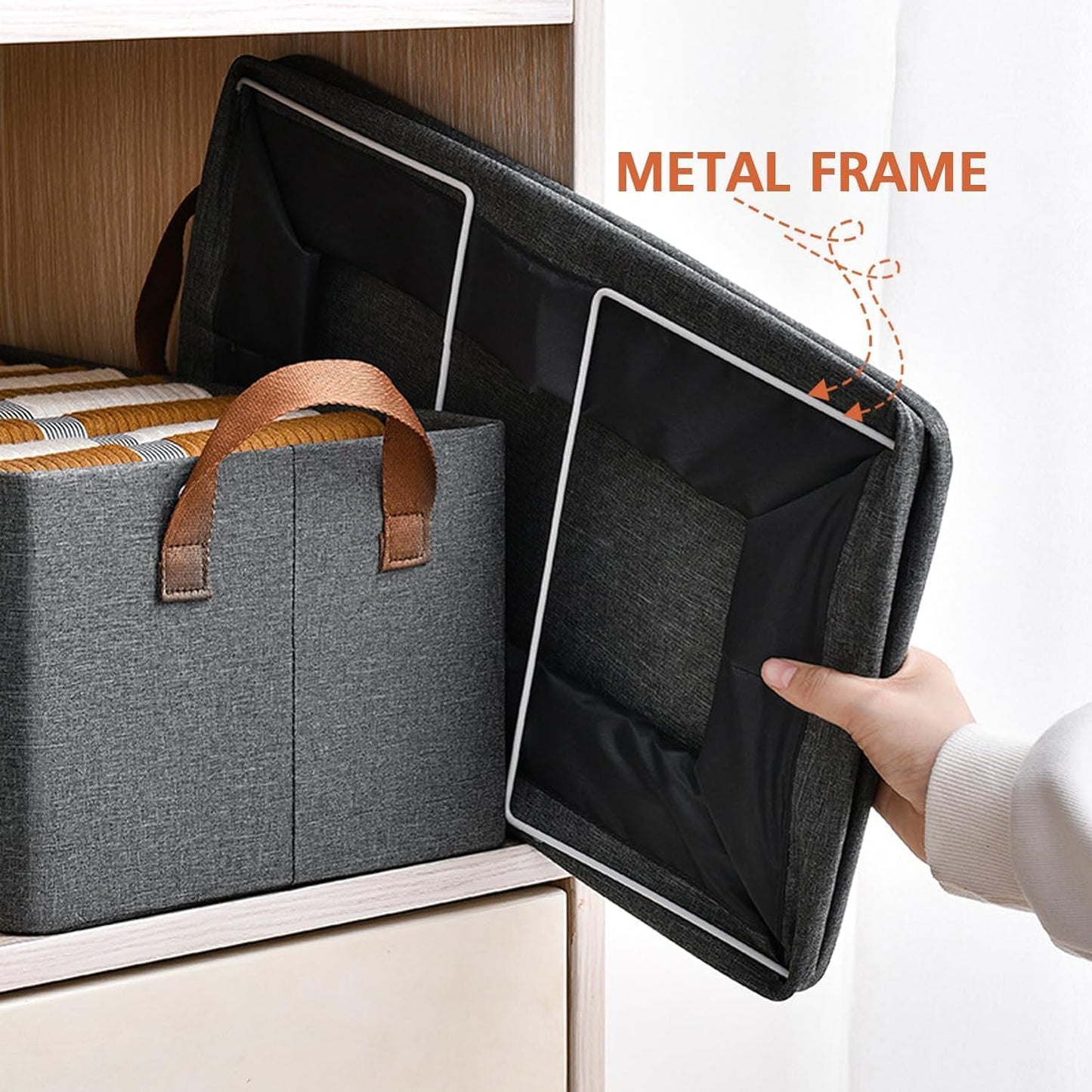 Wardrobe Organizer for Clothes with Metal Frame (Grey)