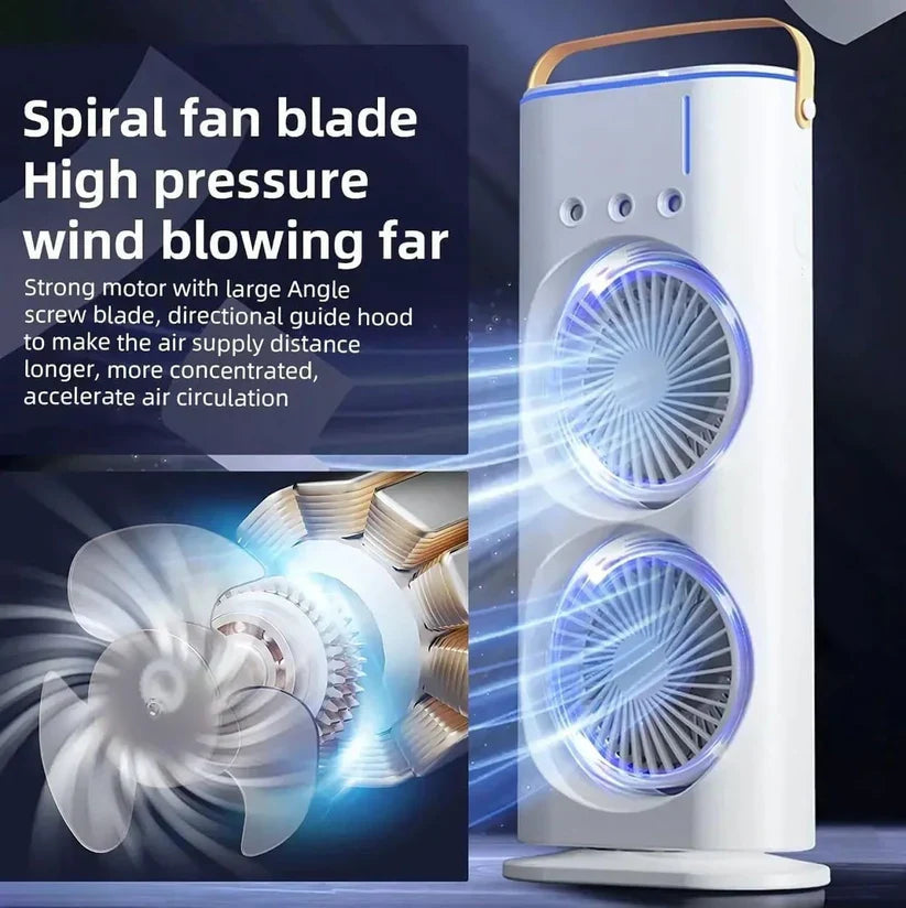 Double-Ended Spray Air Conditioner Fan 3 Speeds Rechargeable USB Portable Air Cooler with Remote for Office, Home & shops