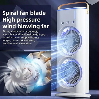 Double-Ended Spray Air Conditioner Fan 3 Speeds Rechargeable USB Portable Air Cooler with Remote for Office, Home & shops