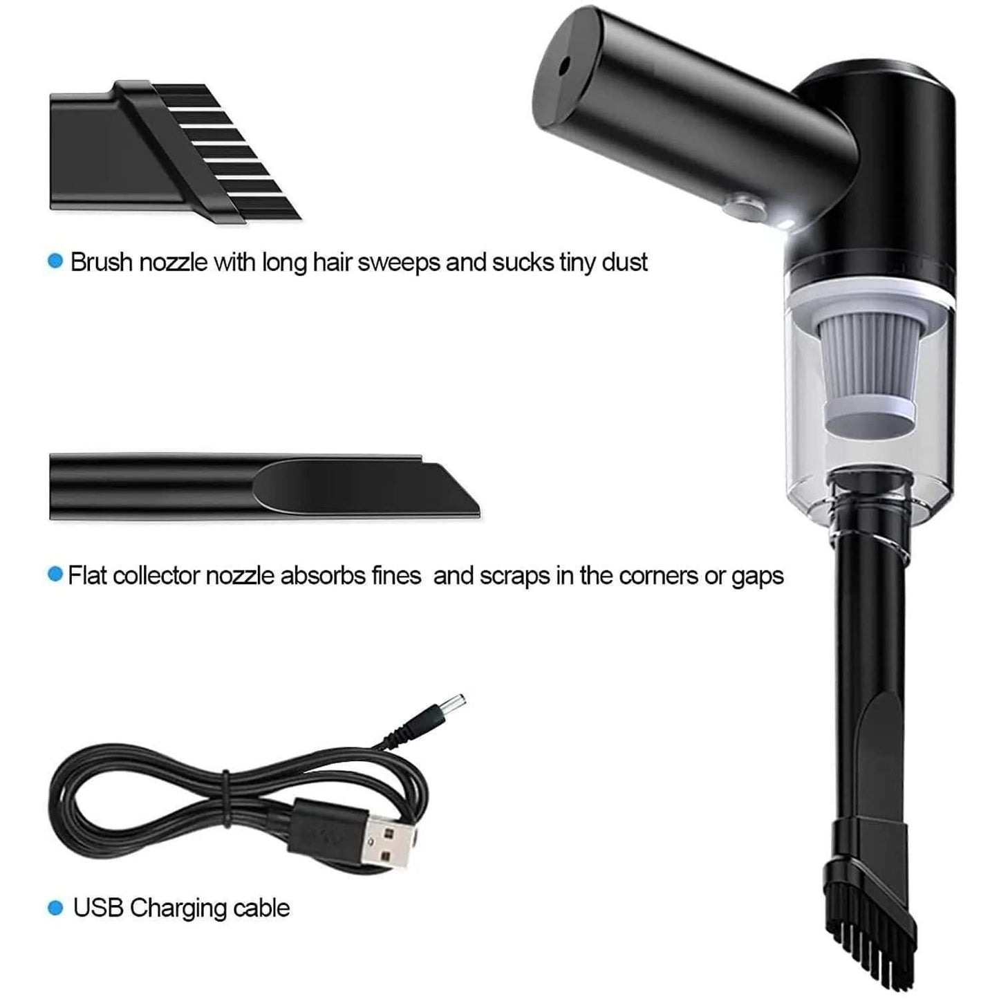 Portable Air Duster Wireless Vacuum Cleaner | Long lasting battery | With attachments | Perfect for home & car