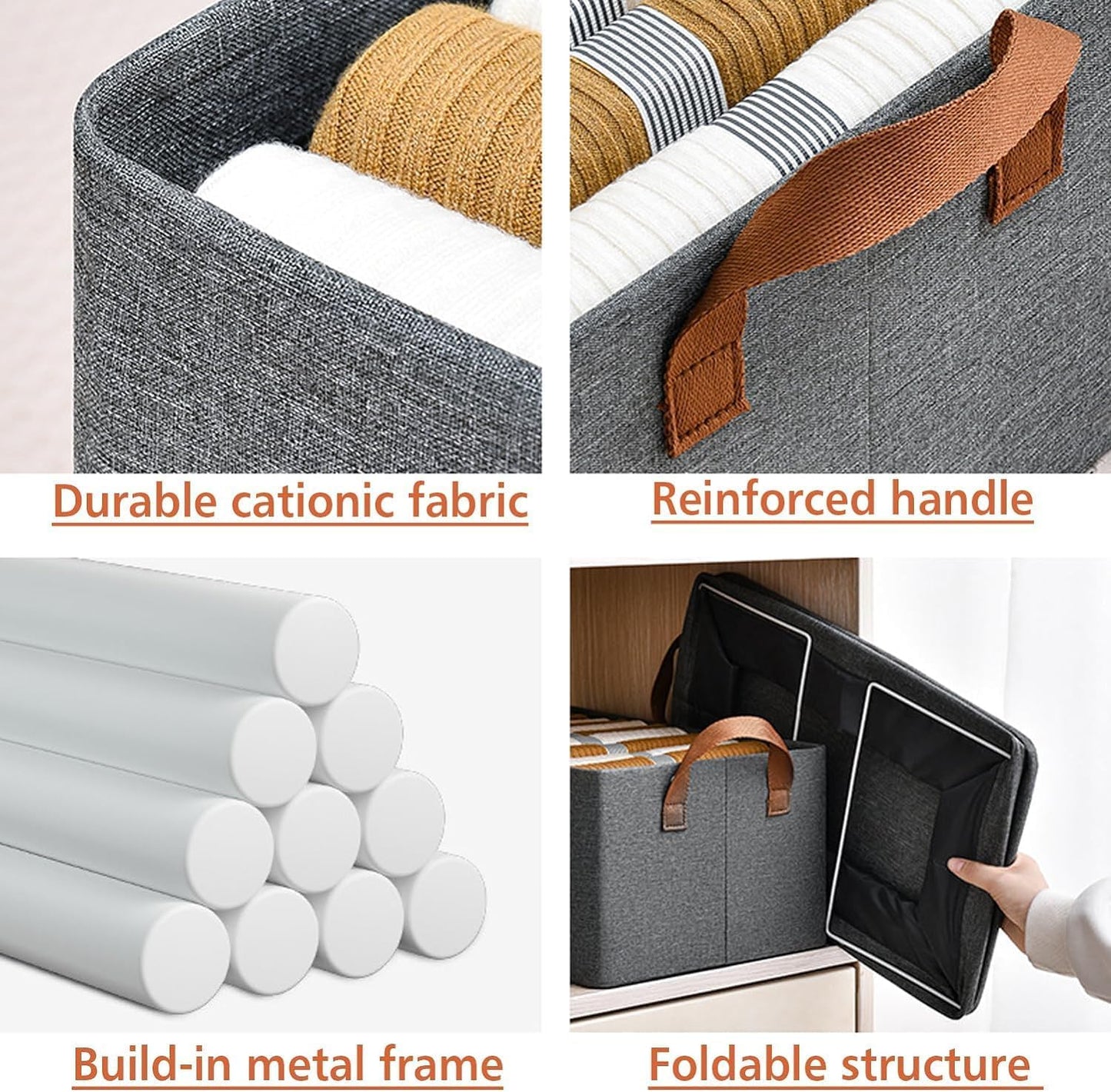 Wardrobe Organizer for Clothes with Metal Frame (Grey)