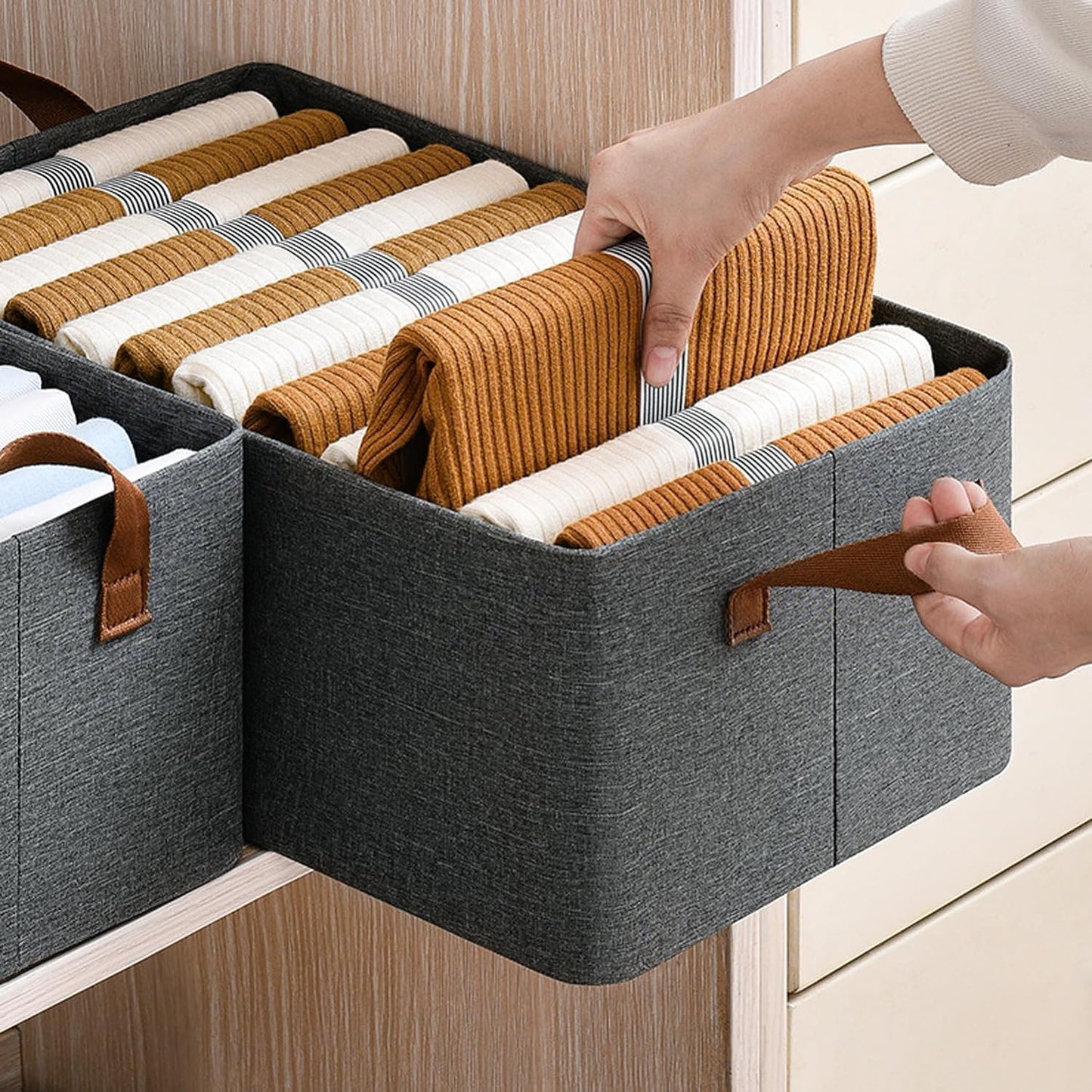 Wardrobe Organizer for Clothes with Metal Frame (Grey)